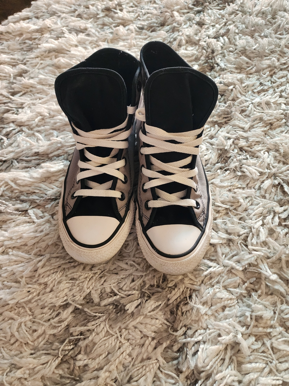 Converse Gray, Black and White High-Top Canvas Sneakers